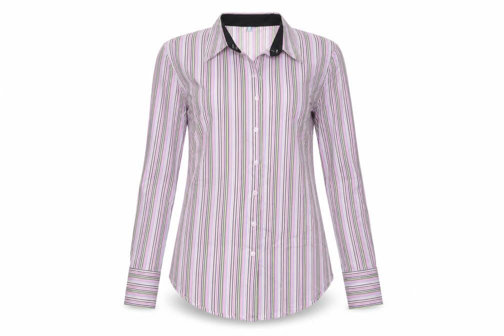 Hawes & Curtis Women Pink Striped Fitted Button-Up Shirt UK 10