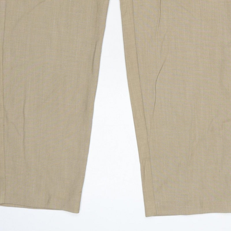 Marks and Spencer Women Beige UK 10 Freya Relaxed Straight Trousers
