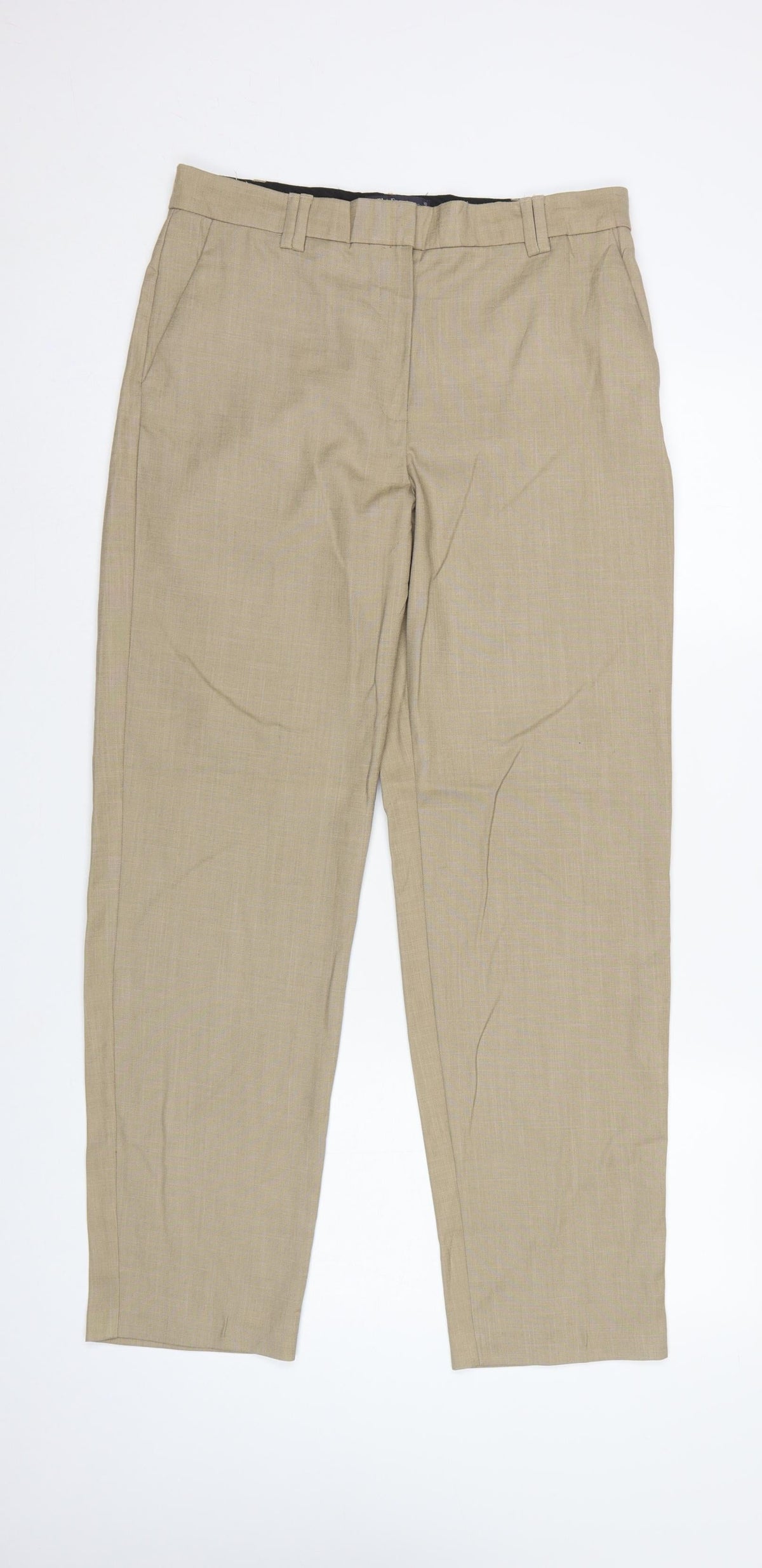 Marks and Spencer Women Beige UK 10 Freya Relaxed Straight Trousers