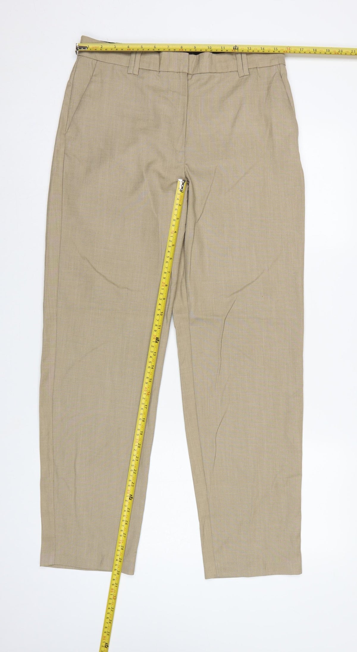 Marks and Spencer Women Beige UK 10 Freya Relaxed Straight Trousers