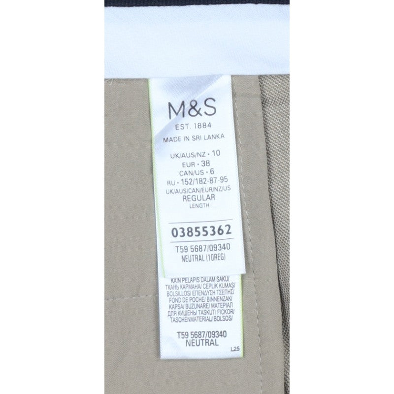 Marks and Spencer Women Beige UK 10 Freya Relaxed Straight Trousers