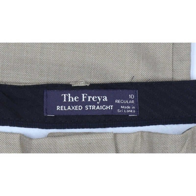 Marks and Spencer Women Beige UK 10 Freya Relaxed Straight Trousers