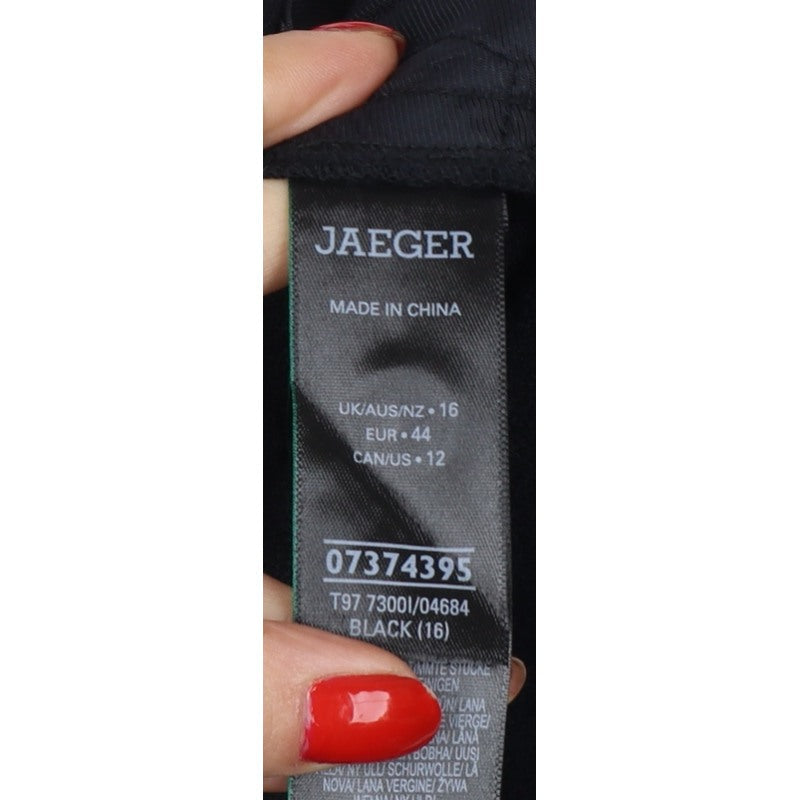 Jaeger Women Black UK 16 Wool Tailored Tapered Dress Trousers