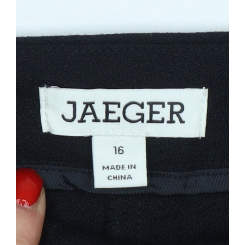 Jaeger Women Black UK 16 Wool Tailored Tapered Dress Trousers