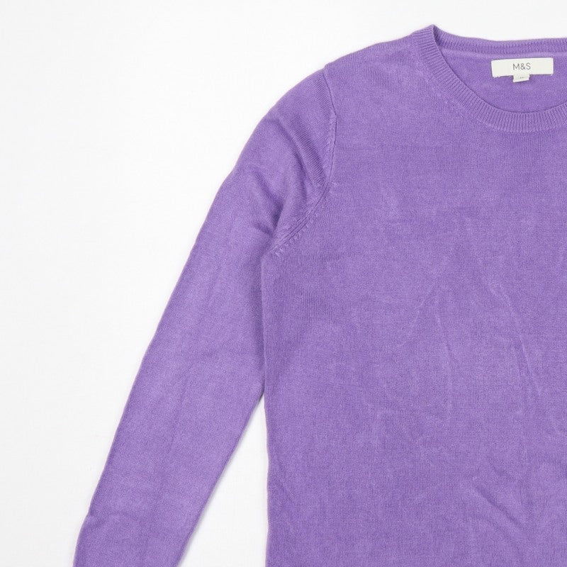 Marks and Spencer Women Purple UK 10 Crew Neck Knit Pullover Jumper