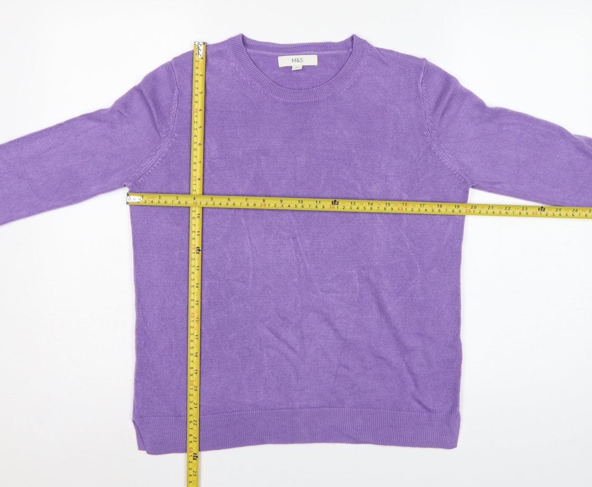 Marks and Spencer Women Purple UK 10 Crew Neck Knit Pullover Jumper