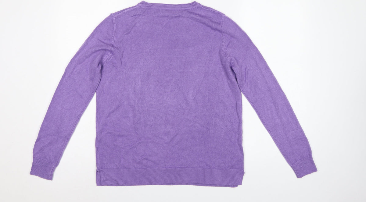 Marks and Spencer Women Purple UK 10 Crew Neck Knit Pullover Jumper