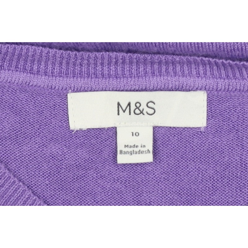 Marks and Spencer Women Purple UK 10 Crew Neck Knit Pullover Jumper