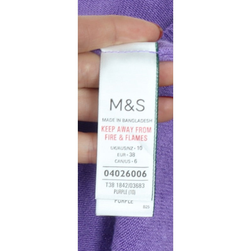 Marks and Spencer Women Purple UK 10 Crew Neck Knit Pullover Jumper
