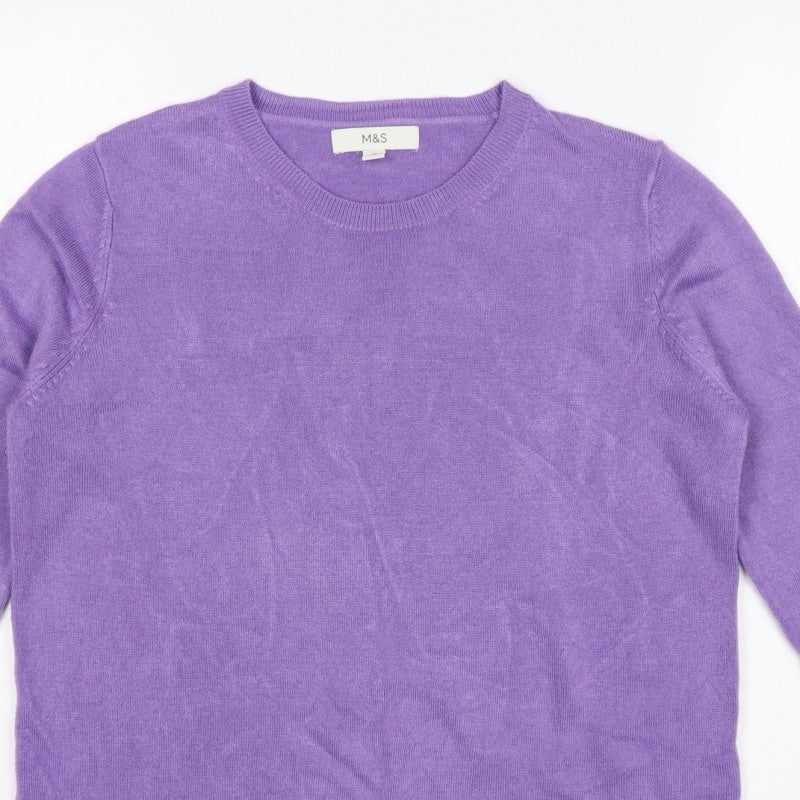 Marks and Spencer Women Purple UK 10 Crew Neck Knit Pullover Jumper