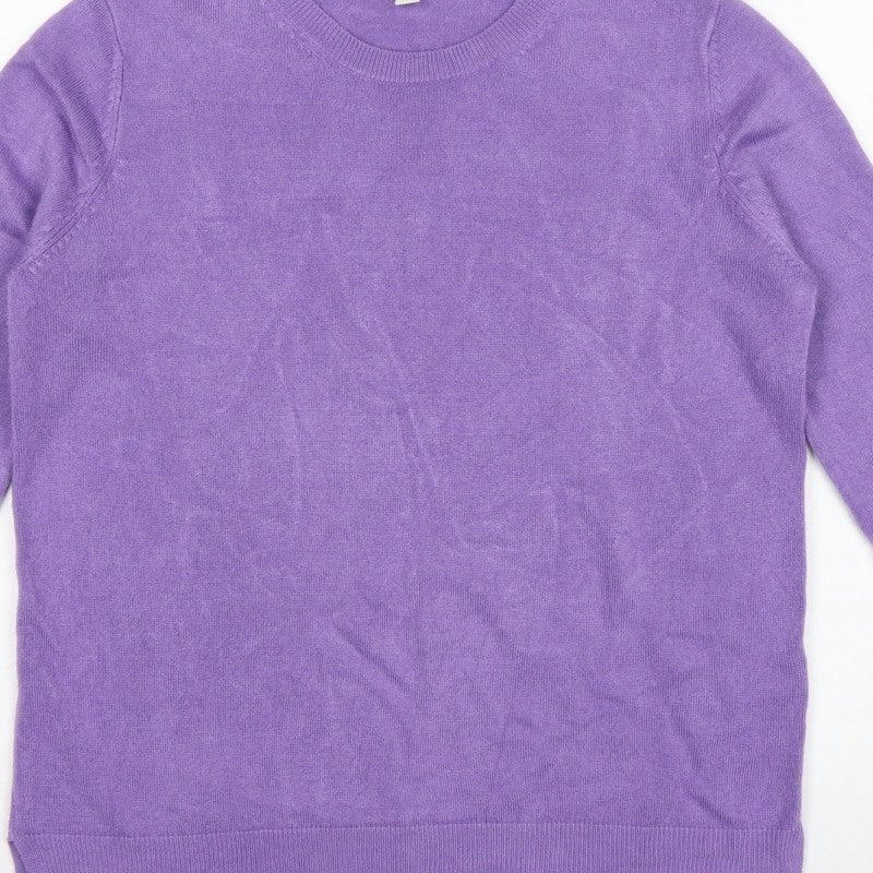 Marks and Spencer Women Purple UK 10 Crew Neck Knit Pullover Jumper