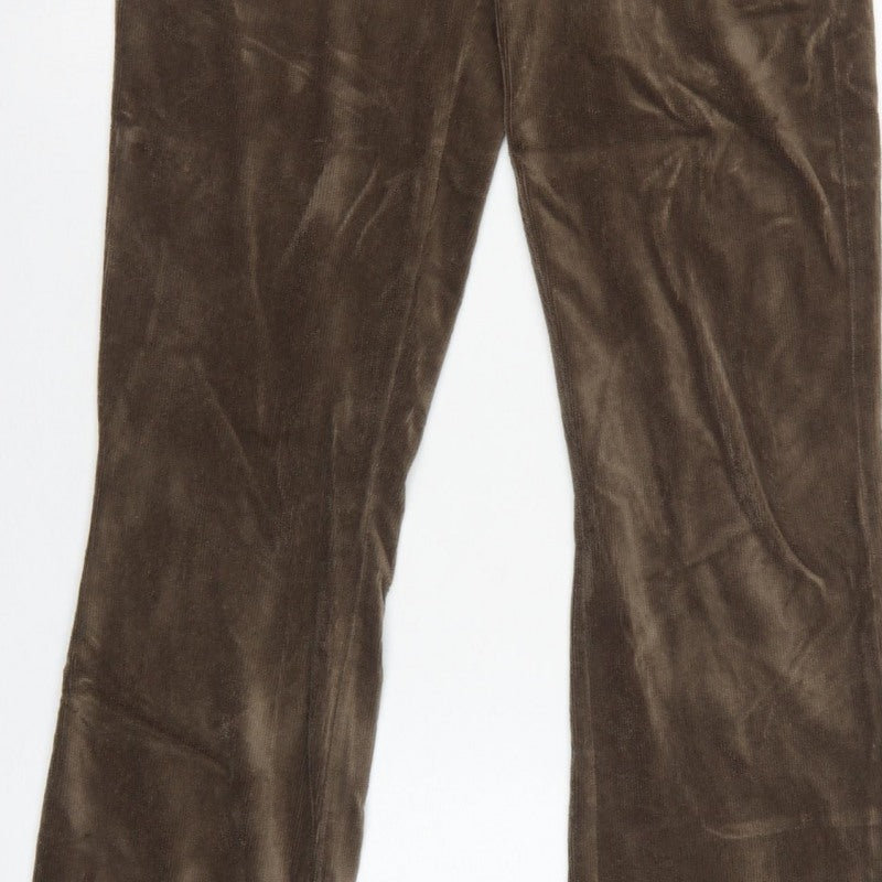 Topshop Women Brown UK 12 Tall Corduroy Flared Trousers