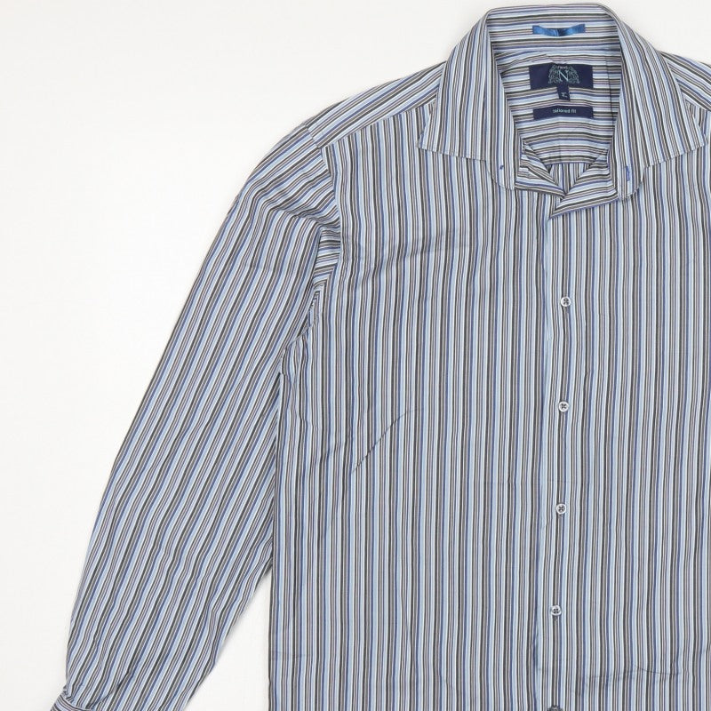 Next Men’s Multicolour Striped Tailored Fit Cotton Shirt 16 41cm