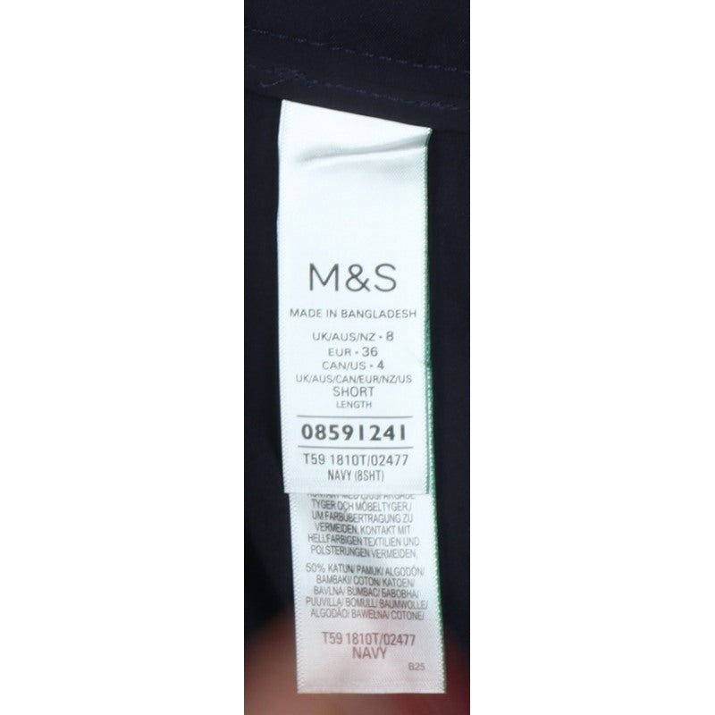 Marks & Spencer Women’s Navy Size 8 Short Straight Work Trousers