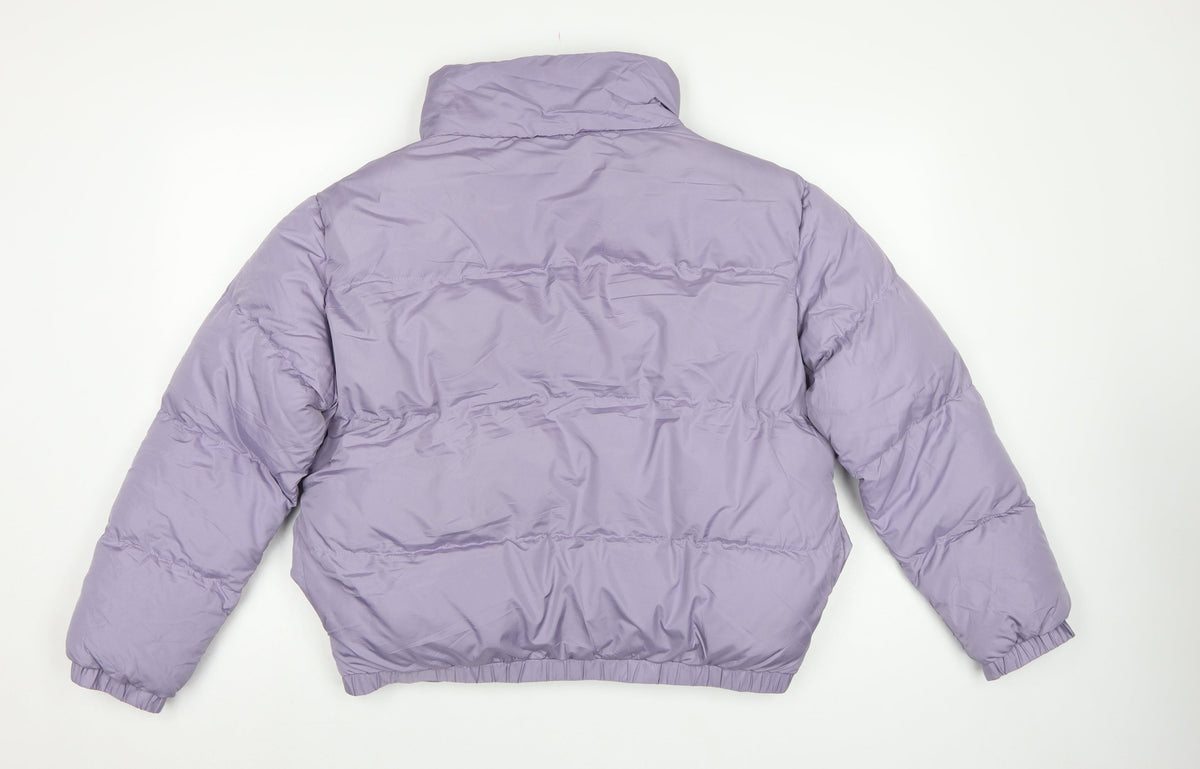 Threadbare Women Purple UK 12 Cropped Puffer Jacket Quilted