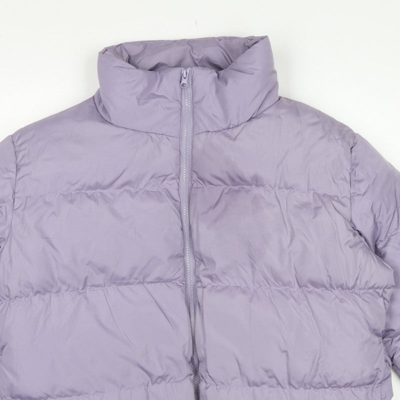 Threadbare Women Purple UK 12 Cropped Puffer Jacket Quilted