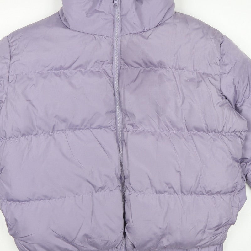 Threadbare Women Purple UK 12 Cropped Puffer Jacket Quilted
