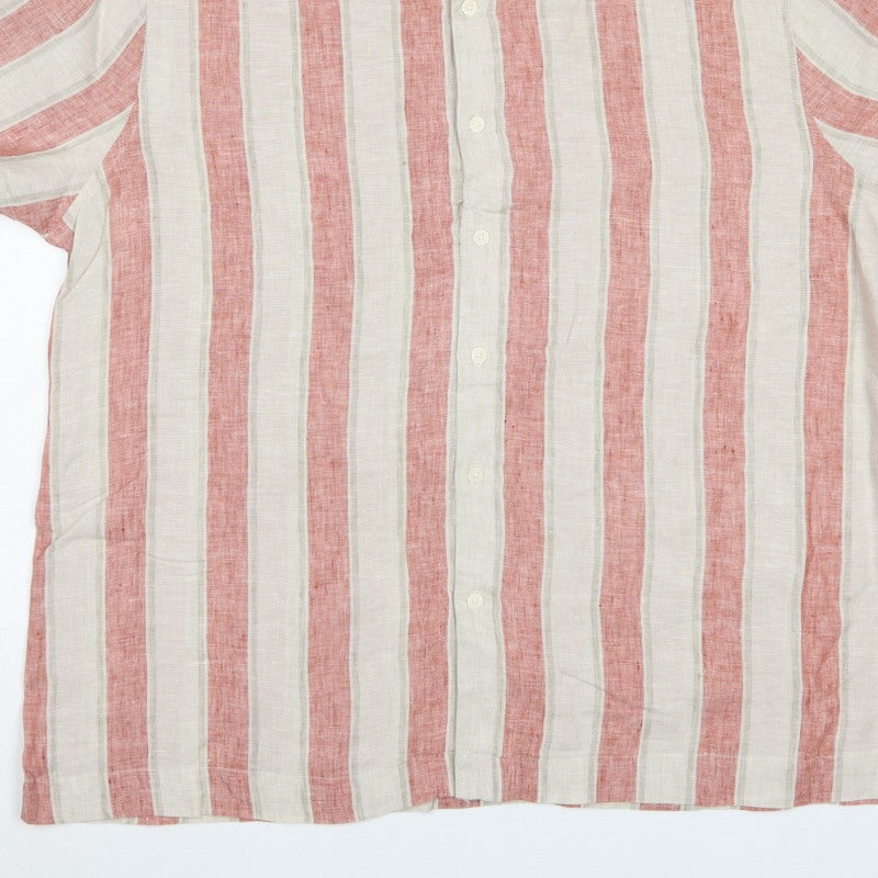 M&S Men Pink Ivory Stripe Pure Linen Short Sleeve Shirt 2XL