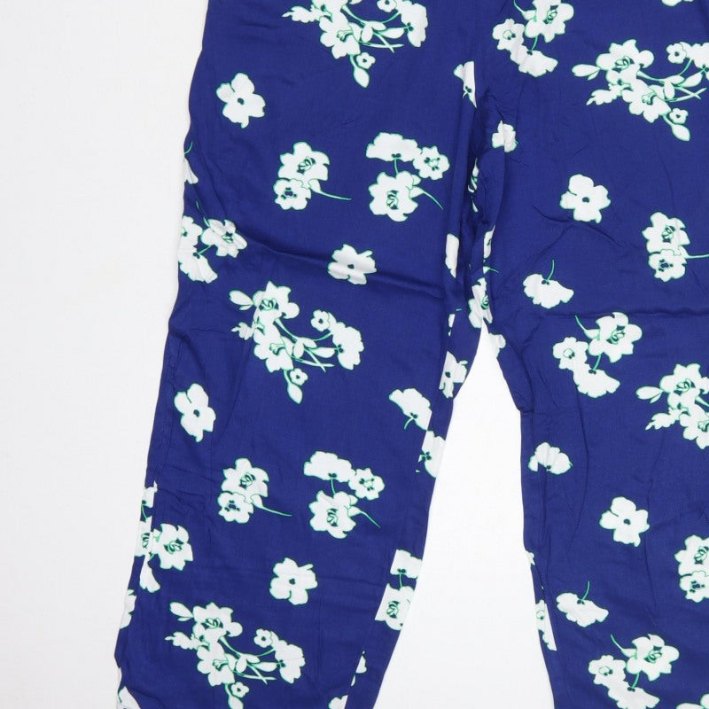 Marks and Spencer Women’s Blue Floral Petite UK 12 Wide-Leg Jumpsuit