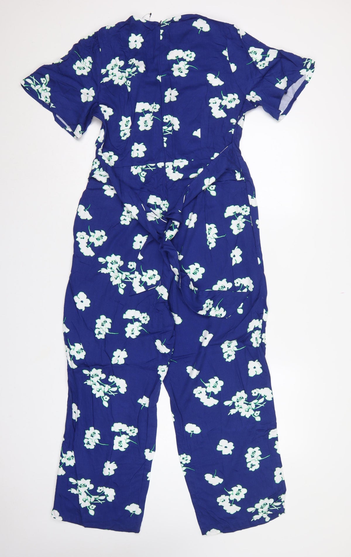 Marks and Spencer Women’s Blue Floral Petite UK 12 Wide-Leg Jumpsuit