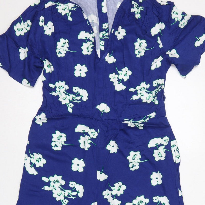 Marks and Spencer Women’s Blue Floral Petite UK 12 Wide-Leg Jumpsuit