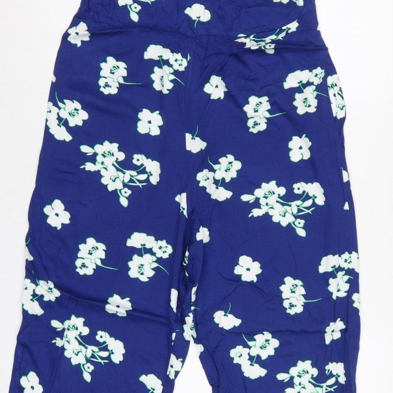 Marks and Spencer Women’s Blue Floral Petite UK 12 Wide-Leg Jumpsuit