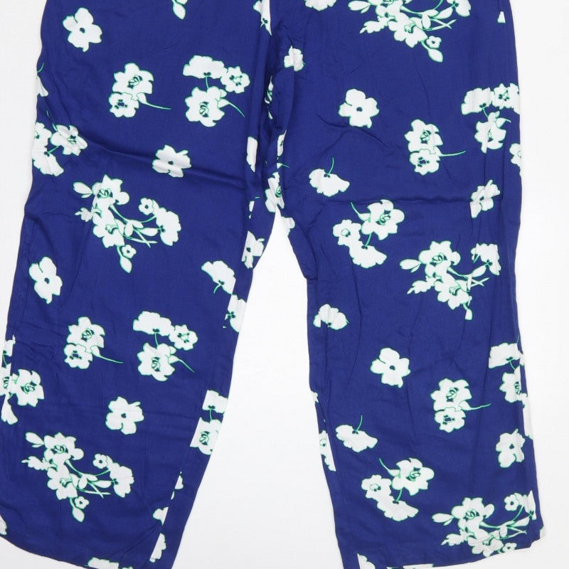 Marks and Spencer Women’s Blue Floral Petite UK 12 Wide-Leg Jumpsuit