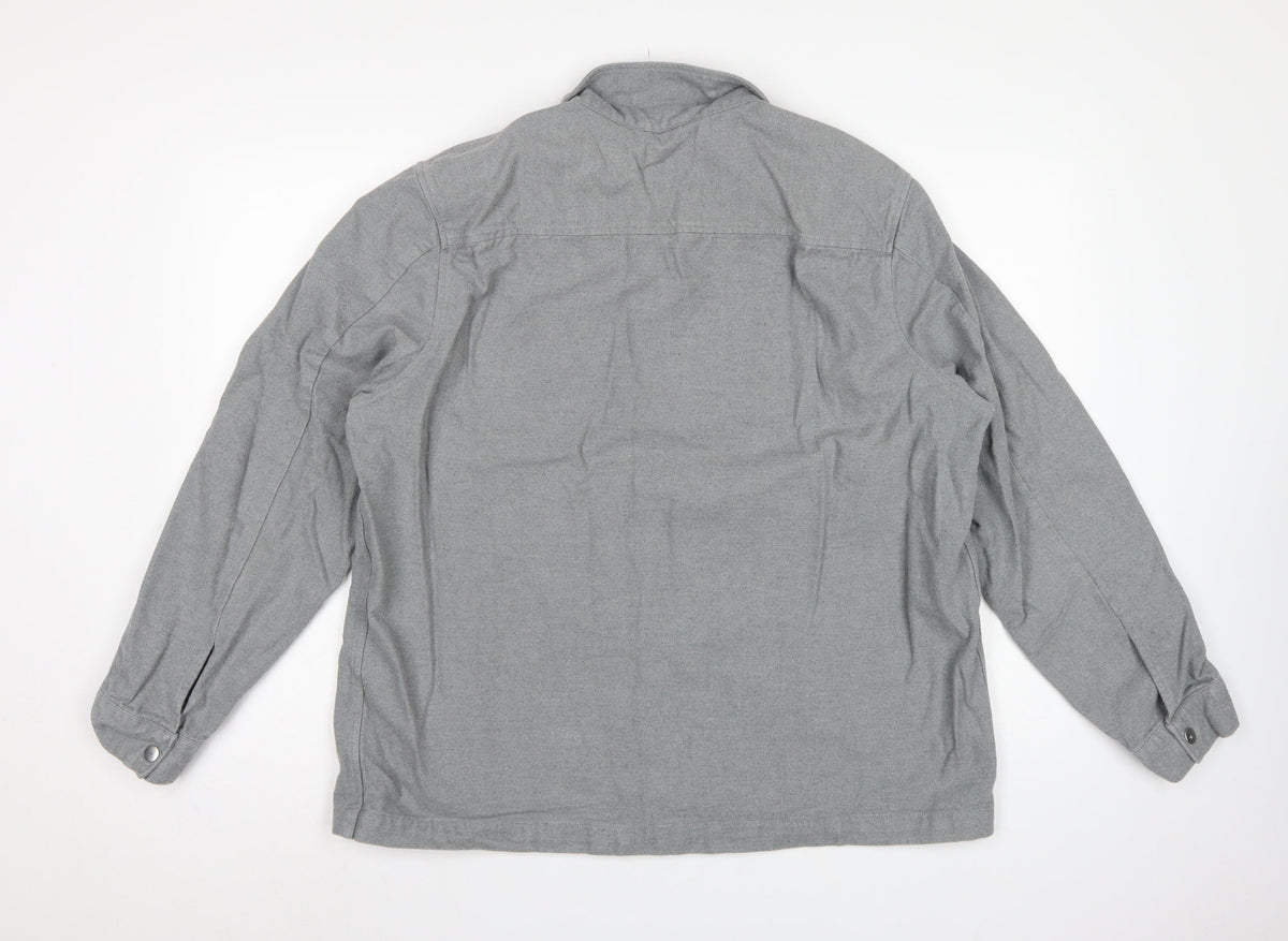 Kin Men’s Grey Cotton Twill Overshirt Jacket 2XL Snap Front