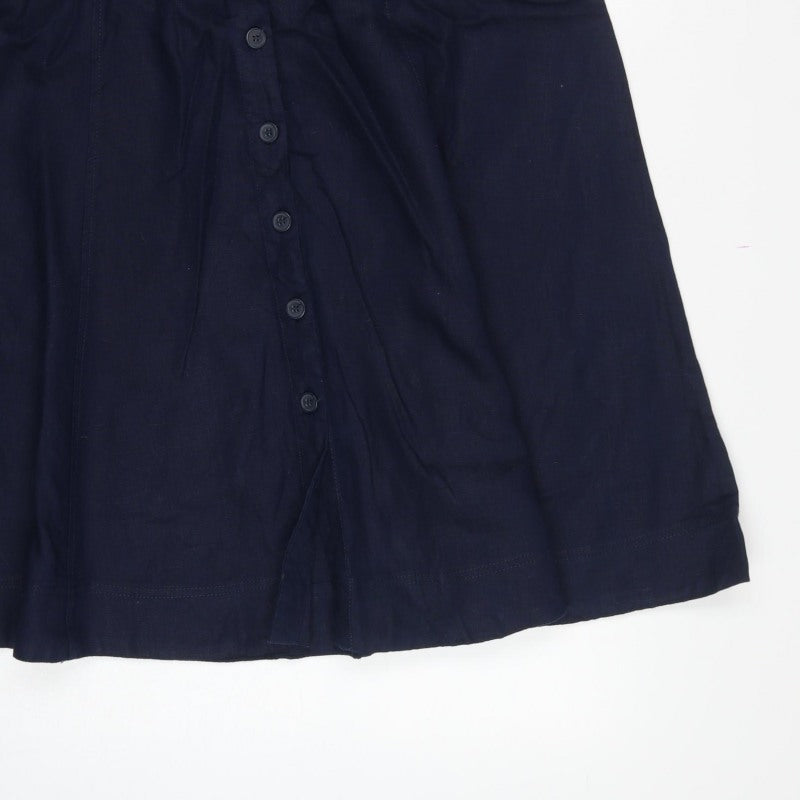 Monsoon Women's Navy UK 12 Long A-Line Button Front Skirt