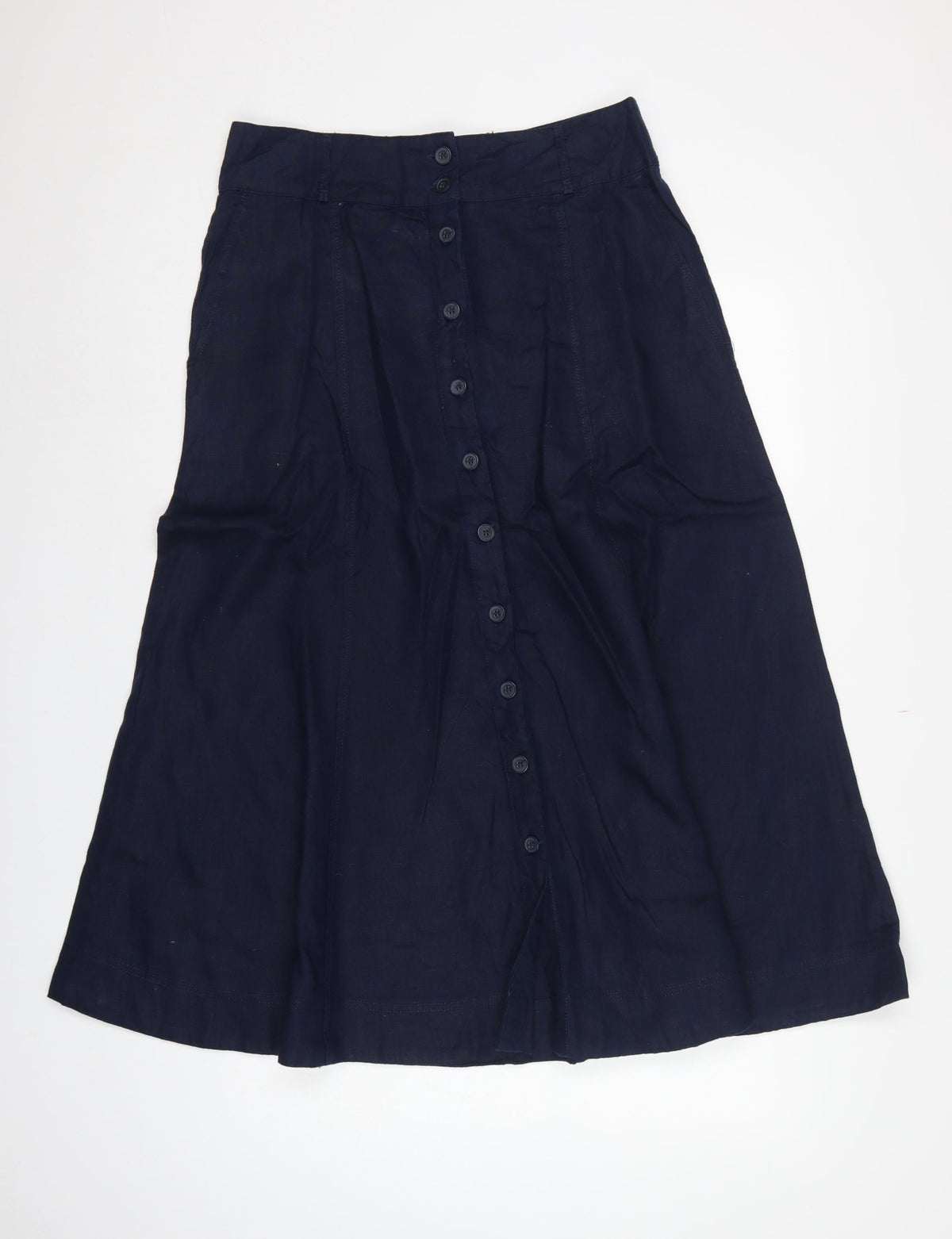 Monsoon Women's Navy UK 12 Long A-Line Button Front Skirt