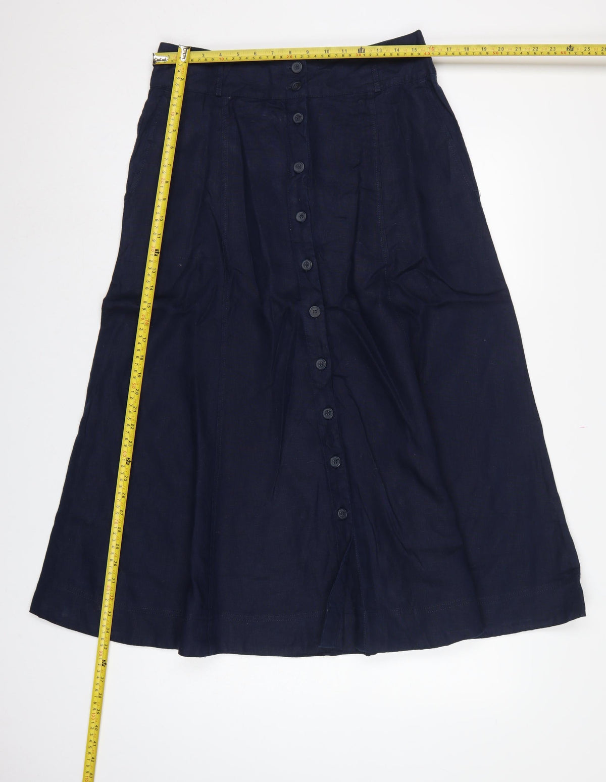 Monsoon Women's Navy UK 12 Long A-Line Button Front Skirt