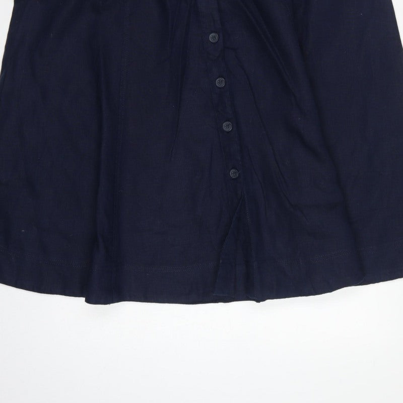 Monsoon Women's Navy UK 12 Long A-Line Button Front Skirt