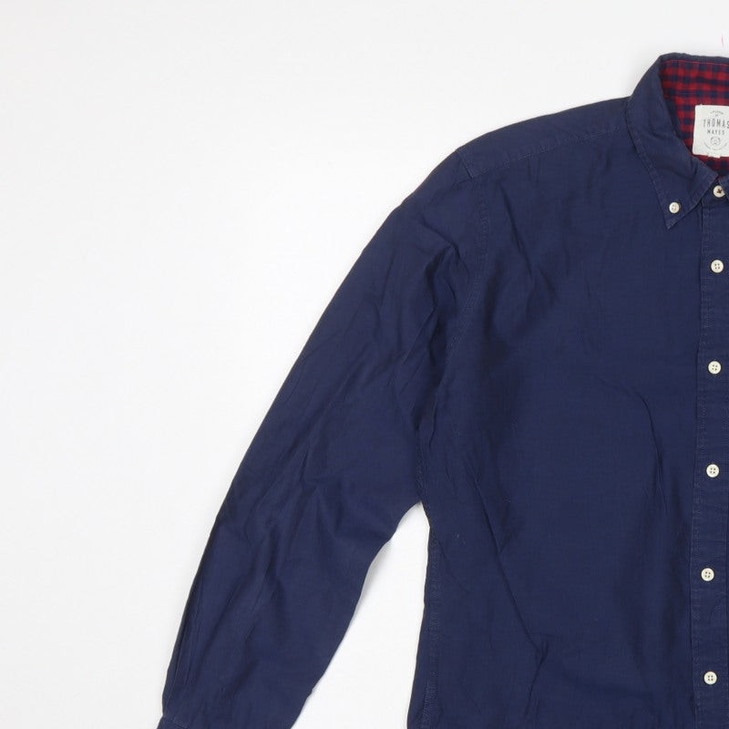 Thomas Mayes Men’s Blue M Cotton Button-Down Long Sleeve Shirt