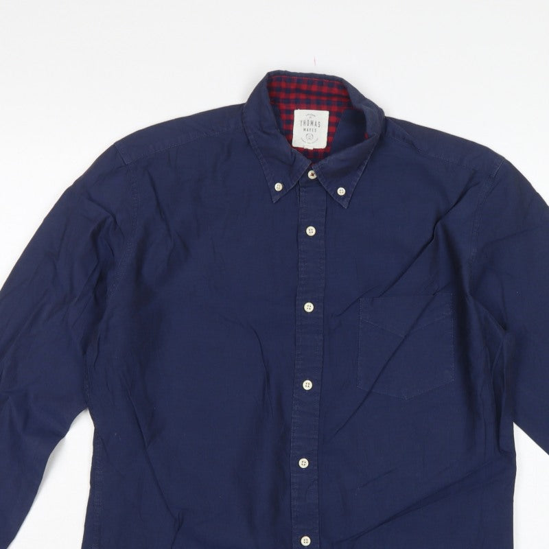 Thomas Mayes Men’s Blue M Cotton Button-Down Long Sleeve Shirt