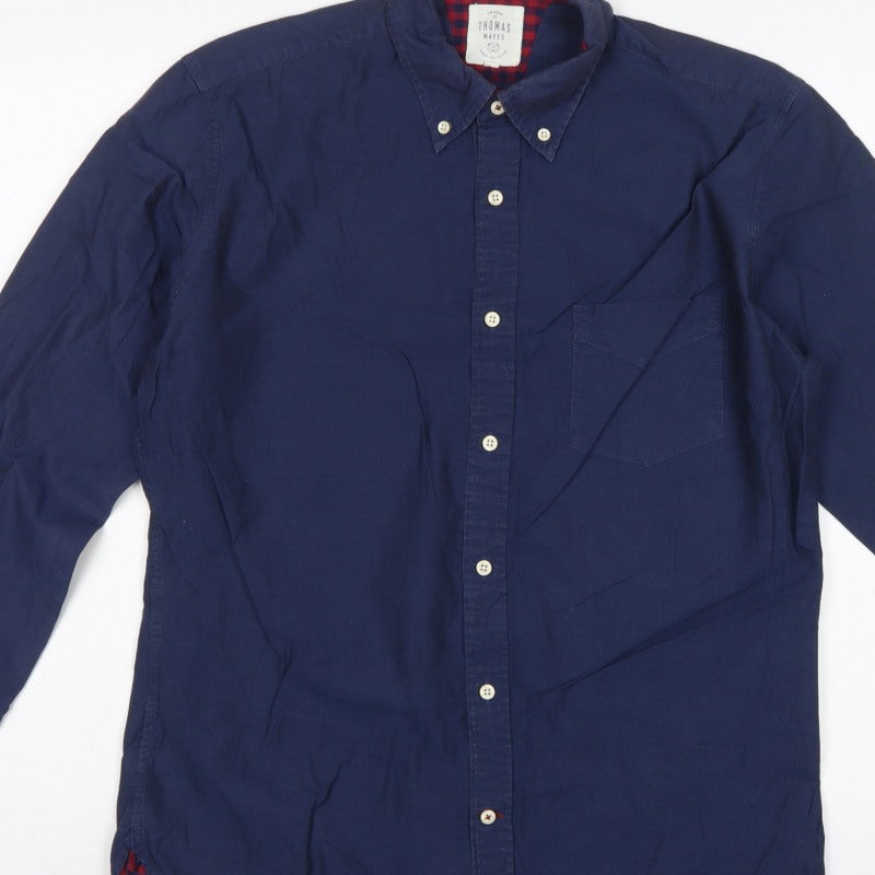 Thomas Mayes Men’s Blue M Cotton Button-Down Long Sleeve Shirt