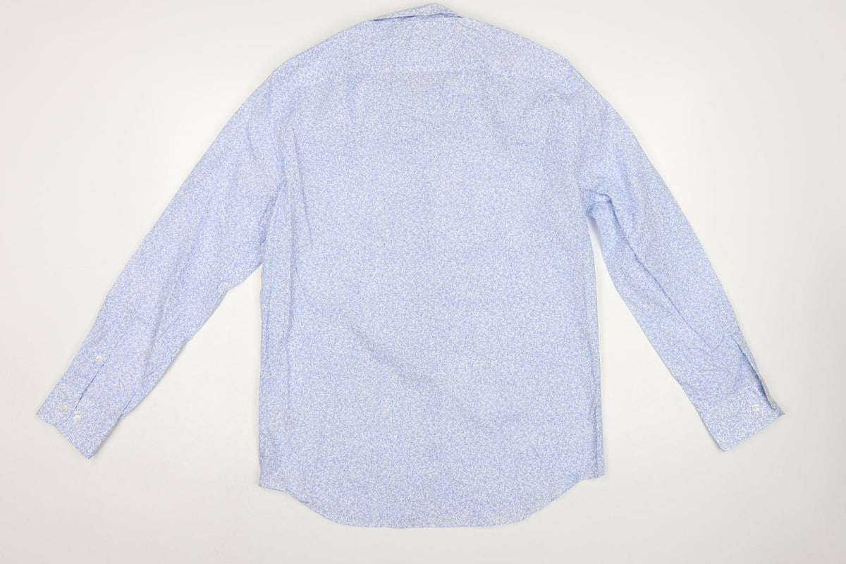 Marks and Spencer Men's Blue 15.5 Regular Fit Floral Formal Shirt