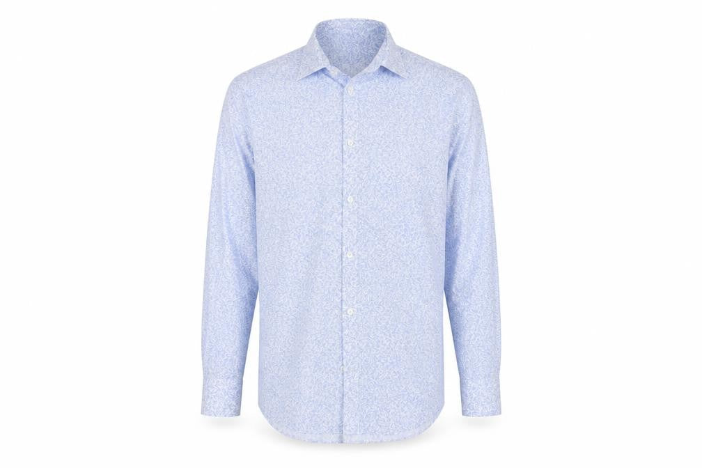 Marks and Spencer Men's Blue 15.5 Regular Fit Floral Formal Shirt