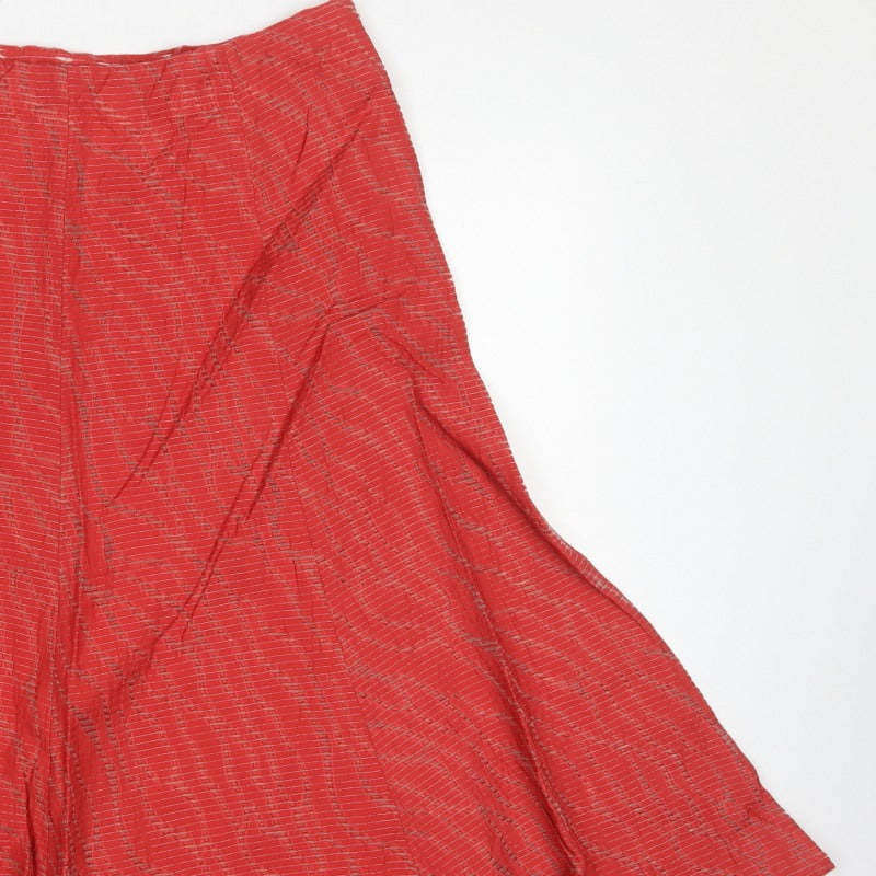 Eastex Women’s Red UK 14 Knee Length A-Line Striped Lined Skirt