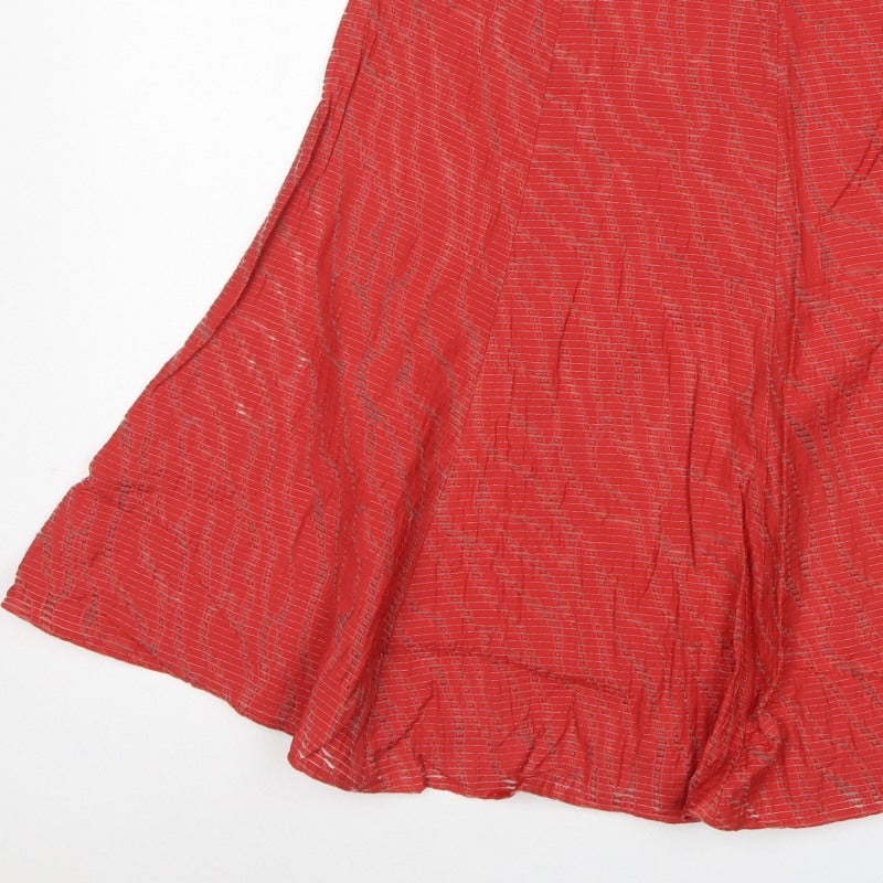 Eastex Women’s Red UK 14 Knee Length A-Line Striped Lined Skirt