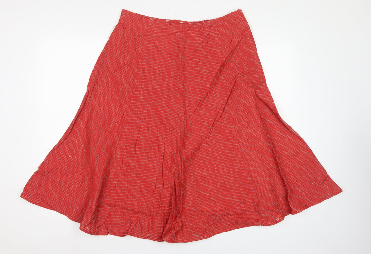 Eastex Women’s Red UK 14 Knee Length A-Line Striped Lined Skirt