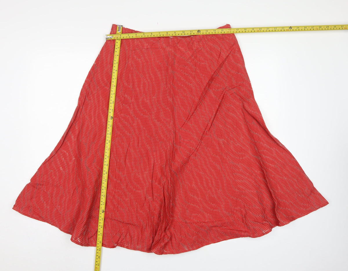 Eastex Women’s Red UK 14 Knee Length A-Line Striped Lined Skirt