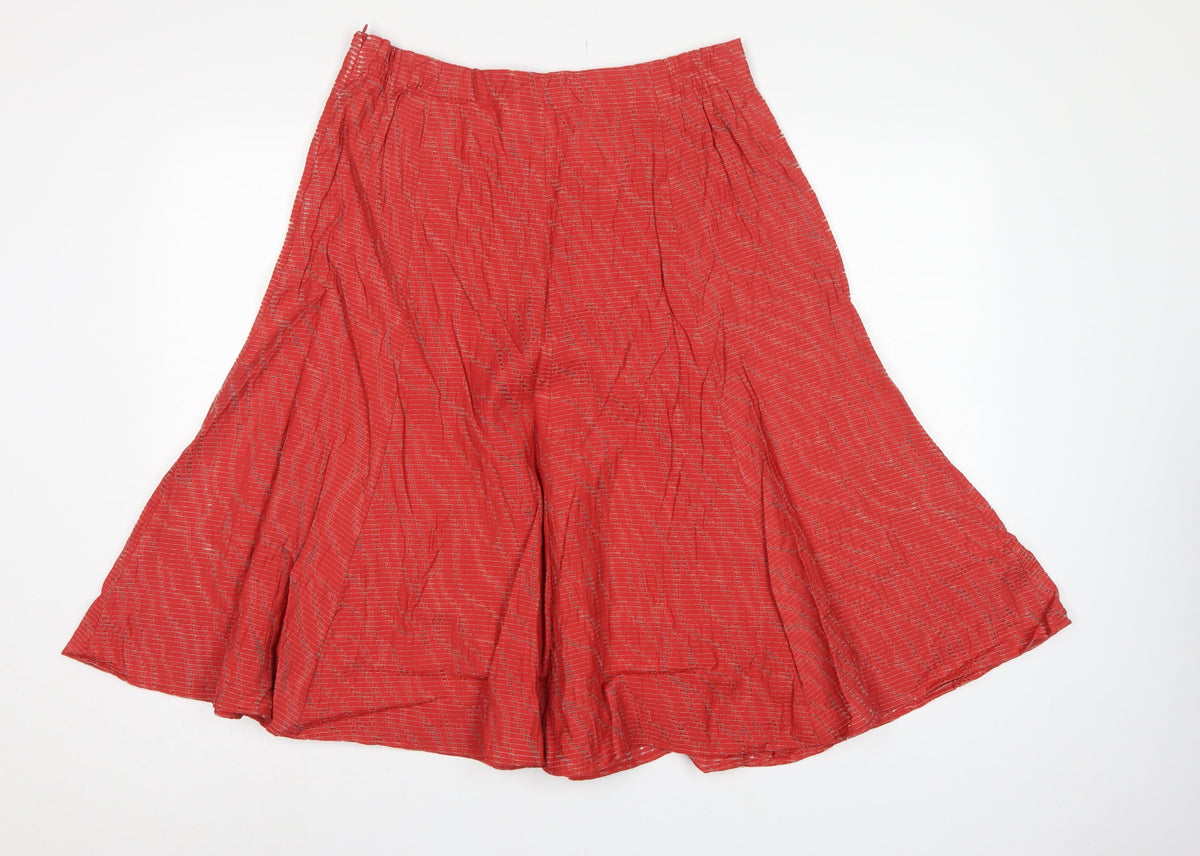 Eastex Women’s Red UK 14 Knee Length A-Line Striped Lined Skirt