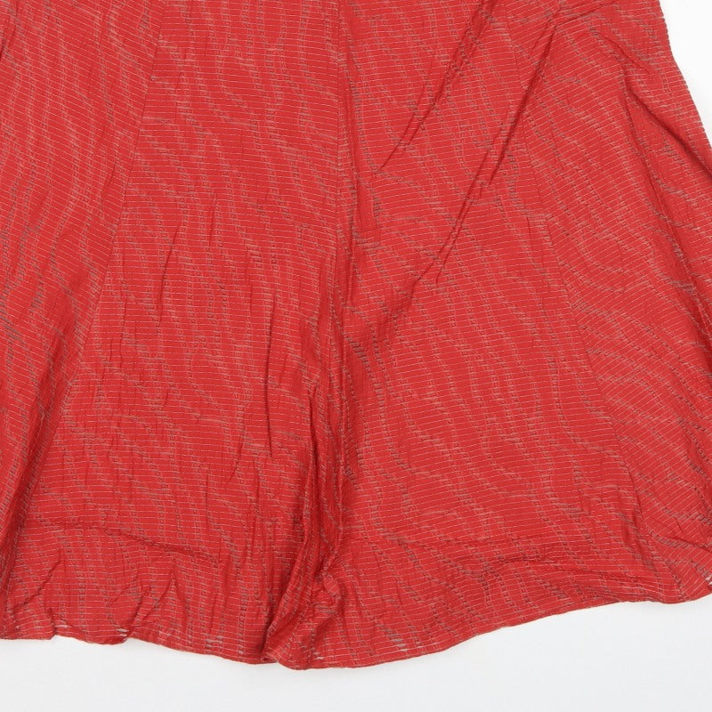 Eastex Women’s Red UK 14 Knee Length A-Line Striped Lined Skirt