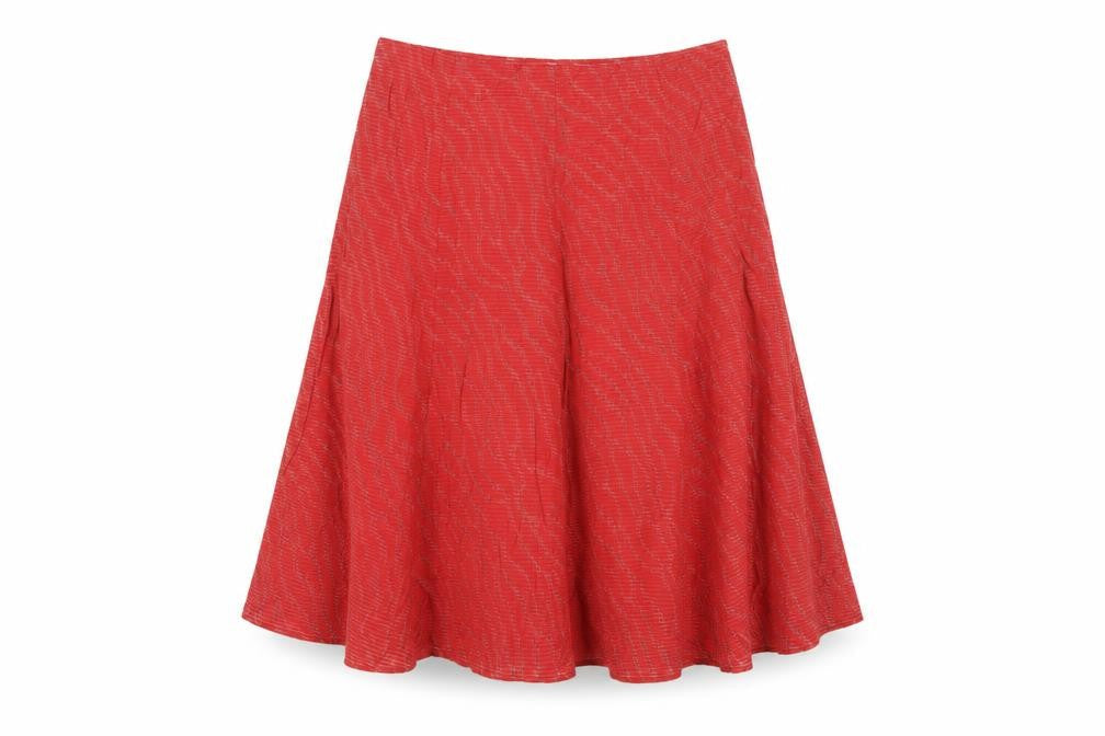 Eastex Women’s Red UK 14 Knee Length A-Line Striped Lined Skirt