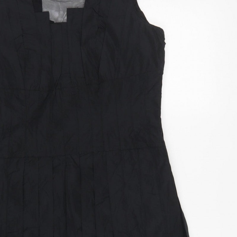 Marks & Spencer Per Una Black Size 12 Long A-Line Pleated Dress