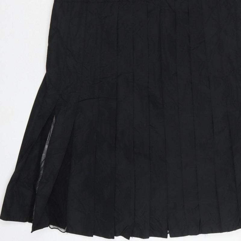 Marks & Spencer Per Una Black Size 12 Long A-Line Pleated Dress
