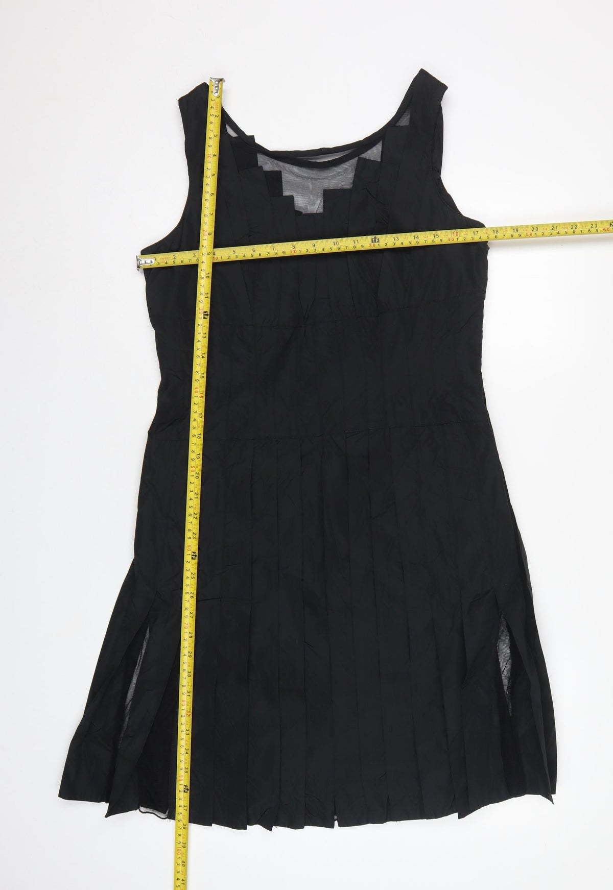 Marks & Spencer Per Una Black Size 12 Long A-Line Pleated Dress