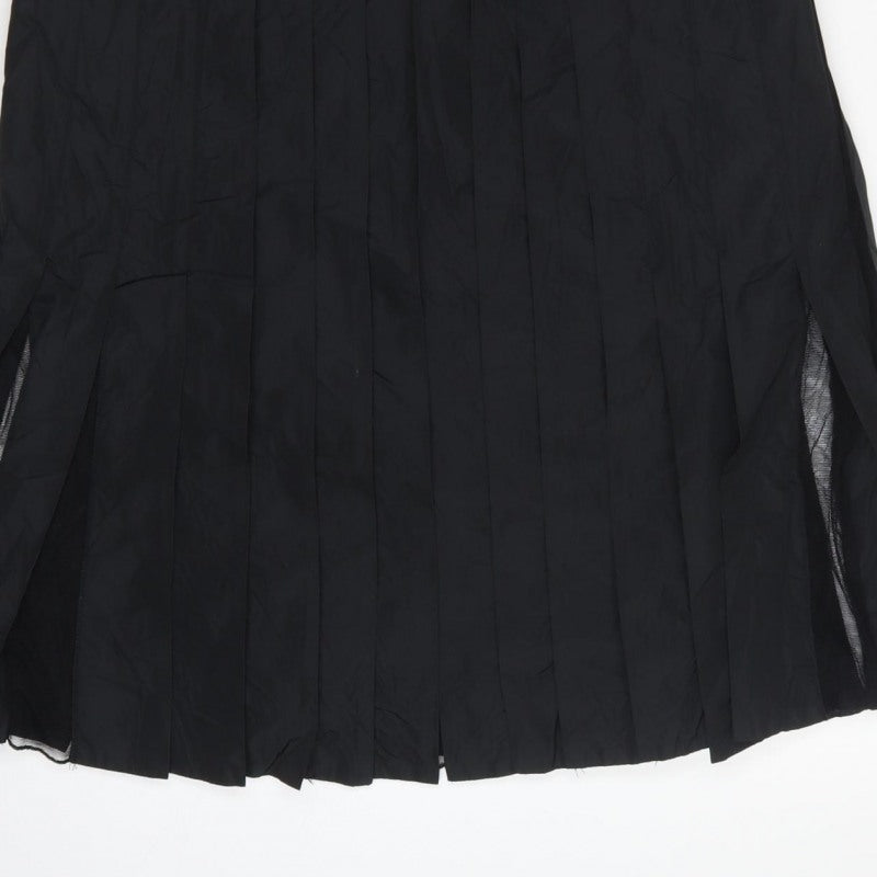 Marks & Spencer Per Una Black Size 12 Long A-Line Pleated Dress
