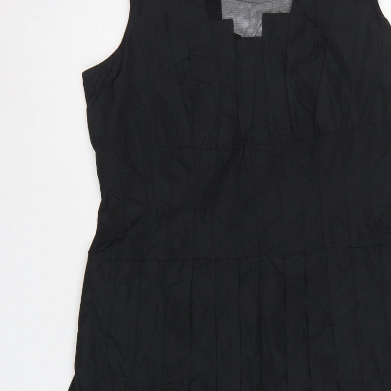 Marks & Spencer Per Una Black Size 12 Long A-Line Pleated Dress