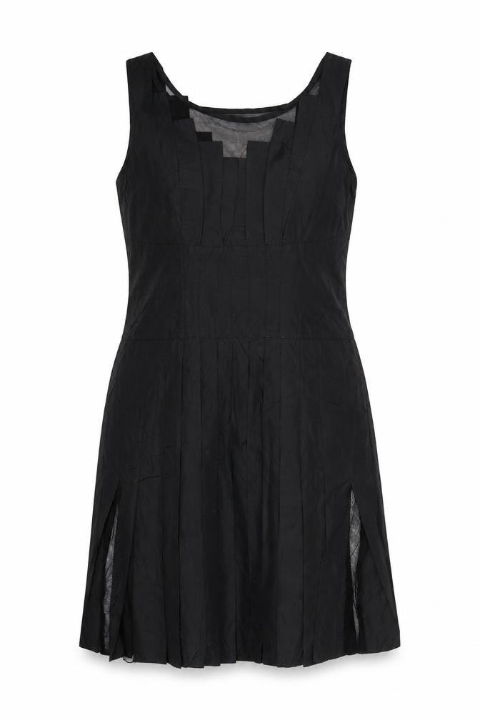 Marks & Spencer Per Una Black Size 12 Long A-Line Pleated Dress